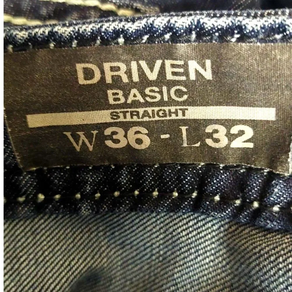 Buffalo David Bitton Live Free Jeans Mens 36x32 Driven Basic Straight Dark Wash